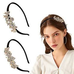 2 Stück Braut Stirnband Ahornblatt und Schleife Mode Strass Kopf Hoop Accessoires Hochzeit Stirnbänder für Frauen von DonLeeving