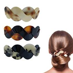 3 Stück Haarspangen für dickes Haar, schöne Linien, einfache Retro-Haarspangen mit großem Druckknopf, Haarspangen für Frauen und Mädchen, dickes Haar von DonLeeving