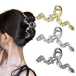 3 Stück große Metall-Haarklammern für Frauen und Mädchen, 11,1 cm, Strasssteine, niedliche Haarspangen für langes Haar, rutschfest, starkes Haar-Zubehör für Frauen und Mädchen von DonLeeving