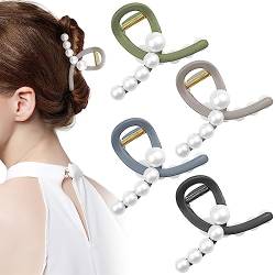4 Stück Perlen-Haarklammern, Kunststoff, rutschfest, Haarspangen für Damen und Mädchen von DonLeeving