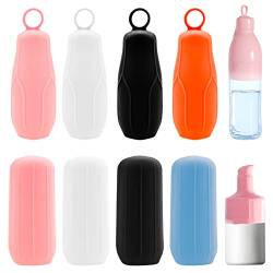 8 Stück Reiseflaschenabdeckungen für Toilettenartikel, wiederverwendbar, Silikon-Zubehör, elastische Hülle, Reise-Kosmetikartikel, Behälter im Gepäck von DonLeeving