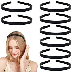8 Stück schwarze Stirnbänder aus Kunststoff, einfarbig, Sport-Stirnbänder, dünne Zähne, dünne Haarbänder, elastischer Kamm, rutschfeste Haarband, DIY-Haarreifen von DonLeeving