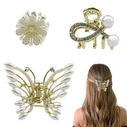 Dekorative Haarspangen mit Schmetterlingen, goldfarben, 3 Stück von DonLeeving