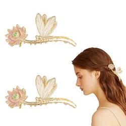 Haarklammern mit Lotusblüte, rutschfest, starkes Metall, niedliches Haar-Accessoire für Frauen und Mädchen, 2 Stück von DonLeeving