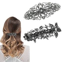 Haarspange im Vintage-Look, filigrane Blume, Kristall, Retro-Stil, für Damen und Mädchen, silberfarben, 2 Stück von DonLeeving