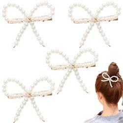 Haarspangen mit Perlen und Schleife, 4 Stück von DonLeeving