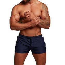 Donason Badehose Herren Schnelltrocknend Badeshorts für Herren Sporthose Laufshorts Männer Sport Kurze Hose Schwimmhose mit Mesh-Futter und Reißverschluss Taschen von Donason