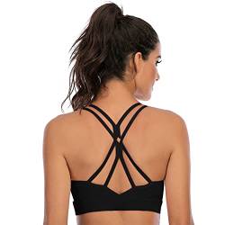 Donason Damen Sport BH Gepolstert Bustier Sport-Bustier Atmungsaktiv Ohne Bügel Nahtlose Rückenfrei Gepolsterte Yoga Bra Starker Halt mit Spaghetti für Fitness Lauf Joggen von Donason