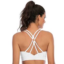 Donason Damen Sport BH Gepolstert Bustier Sport-Bustier Atmungsaktiv Ohne Bügel Nahtlose Rückenfrei Gepolsterte Yoga Bra Starker Halt mit Spaghetti für Fitness Lauf Joggen von Donason