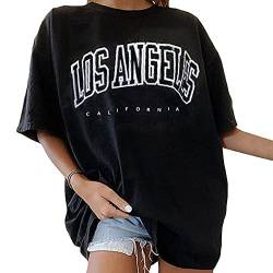 Donasty Baumwolle T-Shirt Damen Vintage Print Kurzarm Tops Lose Rundhalsausschnitt Sommer Oberteile Übergroße Streetwear Bequem Sport Sweatshirt von Donasty