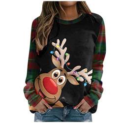 Donasty Weihnachtspullover Damen Christmas Sweater Langarm Rundhals Sweatshirt mit Weihnachtsmotiv Winter Pullover Weihnachtspulli (2-Brown, S) von Donasty