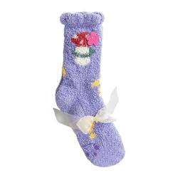 Bettschuhe Damen, Komfortabel Rutschfest Weich Wintersocken Haussocken Winter Gefütterte Dicke Kuschelsocken Hüttensocken Stoppersocken Fleece Warme Socken Thermosocken von DondPO