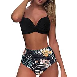 Bikini Damen Bauchweg Mit Shorts Bikini Damen Bauchweg Schwarz Gr 46 Bikini Damen Set Mit Bügel Bunt Sexy Bikini Damen Tanga Swimsuit for Women Plus Size Badeanzug Damen Bauchweg Badeanzüge Tankini von DondPO