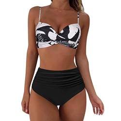 Bikini Damen Bauchweg Mit Shorts Bikini Damen Bauchweg Schwarz Gr 46 Bikini Damen Set Mit Bügel Bunt Sexy Bikini Damen Tanga Swimsuit for Women Plus Size Badeanzug Damen Bauchweg Badeanzüge Tankini von DondPO