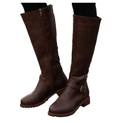 Combat Boots Damen: Reißverschluss Gefüttert Vintage Knöchelschuhe Winterstiefel Bequem Schnallen Quaste Halbschaft Stiefel Westernstiefel Cowboystiefel Halbhoch mit Absatz Damenboots Stiefeletten von DondPO