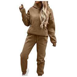 Damen Zweiteiler Outfit Herbst, Herbst Set Casual Lässige Tracksuit Klamotten Modische Locker Fashion Baumwolle Longsleeve Hoodie Lang Elegant Comfy Baggy Clothes Outfit von DondPO