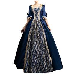 DondPO Gothic Kleidung, Große Größen Trompetenärmel Lang Renaissance Kleid Barock Kleid Festlich Langarm Karneval Cosplay Halloween Kostüm Mittelalter Kleid Retro Gothic Kleid Mittelalter Kleidung von DondPO