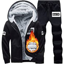 DondPO Herren Bekleidung, Kuschelig Winter Baggy Jogging Jogginganzug Outfit Cozy Komplett Jogger Herren Thermokleidung Tracksuit Set Gefüttert Warme Thermo Bekleidung Trainingsanzug von DondPO