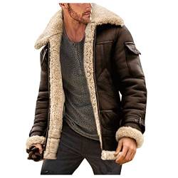 DondPO Herren Jacke, Outdoor Dicke Arbeits Verdickte Fleecejacke Mantel Trend Leder Warme Freizeit Wintermantel Winterjacke Winter Winddichter Oversized Cozy Jeansjacke Jacke von DondPO