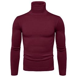 DondPO Herren Pullover Schwarz, Warme Winter Slim Fit Strickpullover Rollkragenpullover Basic Einfarbig Langarm Rollkragenpulli Winterpullover Elastisch 3XL Langarmshirts Sweater von DondPO