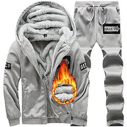 DondPO Joginanzuge Herren, Herren Baggy Warme Komplett Bekleidung Outfit Kuschelig Set Thermo Cozy Jogginganzug Tracksuit Kuschel Gefüttert Winter Jogging Thermokleidung Trainingsanzug von DondPO