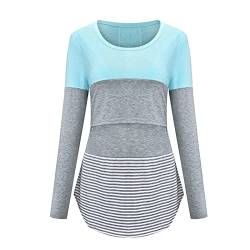 DondPO Stillmode Damen Baumwolle Langarm V-Ausschnitt Umstandstop Nursing Tops Festliche Weich Langarmshirt Umstandsmode Stilltop Stretch Rundhals Stillshirt Umstandsshirt Stilloberteile von DondPO