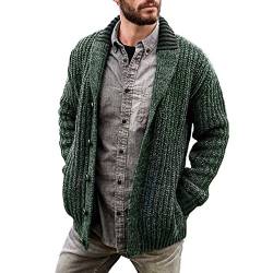 DondPO Strickjacken für Herren, Dicke Reissverschluss Stehkragen Wintermantel Cardigan Warm Langarm Winter Pullover Strickjacke Strickmantel Kapuze Taschen Oversize Trachtenjanker Grobstrickjacke von DondPO