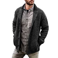 DondPO Strickjacken für Herren, Dicke Reissverschluss Stehkragen Wintermantel Cardigan Warm Langarm Winter Pullover Strickjacke Strickmantel Kapuze Taschen Oversize Trachtenjanker Grobstrickjacke von DondPO