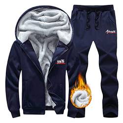 DondPO Trainingsanzüge, Set Winter Kuschelig Cozy Trainingsanzug Jogginganzug Komplett Jogging Thermo Warme Tracksuit Bekleidung Gym Gefüttert Baggy Herren Ganzkörperanzug Outfit von DondPO