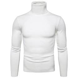 DondPO Turtleneck Pullover Herren Langarm Slim Fit Weiß Strickpullover Rollkragenpulli Winter XXL Dicke Winterpullover Sweater Basic Warme Rollkragenpullover Wollpullover von DondPO