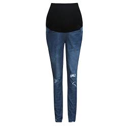 DondPO Umstands Jogginghose, Lang Leicht Schwangerschaftshose Umstandshosen Jeans Stretch Winter Maternity Jeans Schwangerschaftsjeans Straight Bauchband Umstandsjeans Umstandshose von DondPO