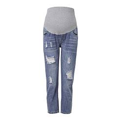 DondPO Umstandshose Schwarz, Vintage Straight Maternity Jeans Umstandshose Lang Bauchband Schwangerschaftshose Umstandsjeans Baumwolle Stretch Schwangerschaftsjeans Umstandshosen Jeans von DondPO