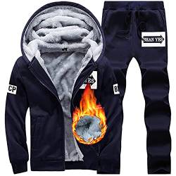 DondPO Warmer Hausanzug, Thermo Gefüttert Herren Set Bekleidung Tracksuit Komplett Cozy Baggy Winter Jogginganzug Trainingsanzug Warme Kuschelig Jogger Jogging Sportanzug Outfit von DondPO