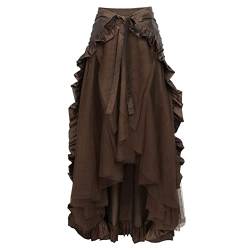 Mittelalter Kleid Damen: Victorian Halloween Grün Rock Lederrock Lang Kurz Cosplay Frauen Gothic Rock Gothic Kleidung Steampunk Rock Vintage High Waist Midi Western Kleidung Mittelalter Kleidung von DondPO