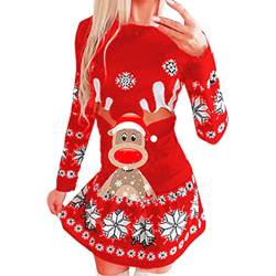 Pullover Für Damen, Sexy Knit Weihnachts Warm Tops Tunika Lustig Strick Langarm Oversize Sweatshirt Weihnachtspullover Bekleidung Cozy Festliche Winter Pulli Pullover von DondPO