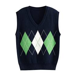 Pullunder Damen, V Ausschnitt Grau Klassisch Wollweste Pullover Vest Weich Ärmellos Winter Sweater Vest Pullover Strickpullunder Baumwolle Warm Strickweste Pullunder von DondPO