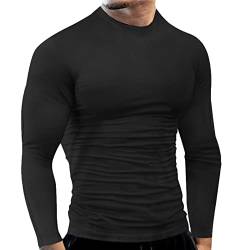 Shirt Herren Compression Elastische Stretch Langarm Tennisshirt Kompressionsshirt Fitnessshirt Laufen Atmungsaktive Schnelltrocknende Laufshirt Funktionsshirt Sportshirt von DondPO