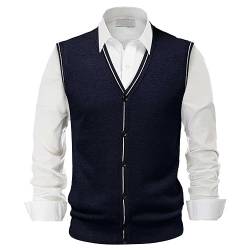 Sweater Herren Ärmellos, Warm Regular Fit Ärmellose Pullover Vest Strickweste Sportlich V-Ausschnitt Slim Fit Weste Pulloverwestee Pullunder Baumwolle Winter Arbeitsweste Herrenwesten von DondPO