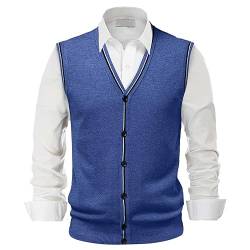 Sweater Herren Ärmellos, Warm Regular Fit Ärmellose Pullover Vest Strickweste Sportlich V-Ausschnitt Slim Fit Weste Pulloverwestee Pullunder Baumwolle Winter Arbeitsweste Herrenwesten von DondPO