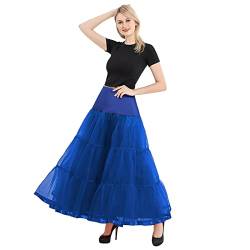 Tüllrock Blau Damen, Elastisch Lang Fasching Faschingskostüme Tüllrock Party Retro Karneval Tüll Kleid Unterrock Tütü Rock Cosplay 50er Rockabilly XXL Ballettrock Petticoat von DondPO