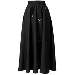 Western Kleidung Damen: Grün Cosplay Große Größen Gothic Rock Rock Lang Kurz Hohe Taille Retro Gothic Kleidung Steampunk Rock Plisseerock Halloween 5XL Victorian Vokuhila Rock Goth Skirt von DondPO