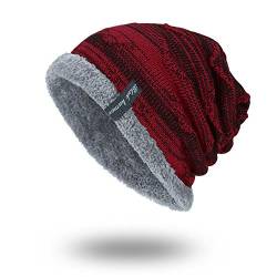 Wintermütze Damen, Weiche Stretch Dicke Mütze Wintermütze Herbst Männer Warm Hüte Strickmützen Beanie Baumwolle Unisex Winter Thermo Baumwollmütze Cap Übergangsmütze # von DondPO