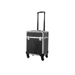 Donened Kosmetikkoffer Trolley, 34 * 24 * 41cm Reisen Friseurkoffer Groß Schminkkoffer für Visagisten, Hairstylisten, Kosmetikerinnen usw (Schwarz) von Donened