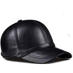 Damen Herren Baseballmütze Ledercap Basecap,Verstellbare Winter Leder Cap,Lederkappe Größenverstellbar, Freitzeitkappe Sommer/Winter von DongBao