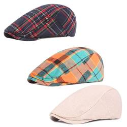 DongBao 3 Pcs Schirmmütze Herren Schiebermütze Flatcap Newsboy Cap Baskenmütze Barett Cap Für Frühling und Herbst von DongBao