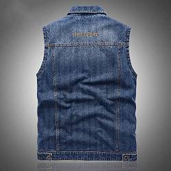 DongBao Herren-Jeans-Weste, ärmellos,Bikerweste, Denim Jacke,Vintage-Look, mit Knopfleiste von DongBao