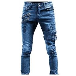 DongBao Jeans Herren Bikerhose Jeanshose Vintage Motorradhose von DongBao