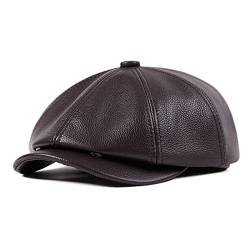 DongBao Ledermütze Flat Cap Herren Schiebermütze Gatsby Barett Newsboy Kappe 8 Panel Casual Mütze Damen von DongBao