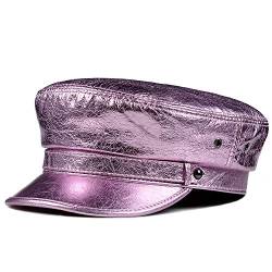 DongBao Mütze Militär Army Cap für Herren Damen Kappe UV Sonnenhut Mit Knöpfe,Schiffermütze,Erwachsene echte Leder Fiddler Mütze von DongBao