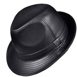 DongBao Premium Herren Leder Fedora Trilby Hut Panamahut Lederhut von DongBao